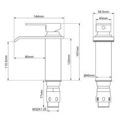 Homelody Robinet Salle de Bain Cascade Robinet de Lavabo en Laiton Mitigeur de Salle de Bain Chromé Forme Carré
