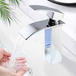 Homelody Robinet Salle de Bain Cascade Mitigeur de Lavabo en Laiton Robinet à Deux Voies Chromé