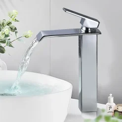 Robinet Lavabo Et Vasque|Homelody Robinet Salle de Bain Cascade Mitigeur de Lavabo Haut Robinetterie pour Vasque Chromé Design Moderne