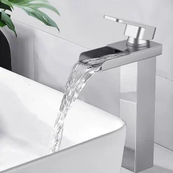 Robinet Lavabo Et Vasque|Homelody Robinet Salle de Bain Cascade Haut Mitigeur pour Vasque Chromé Robinet Design Moderne Corps en Acier Inox