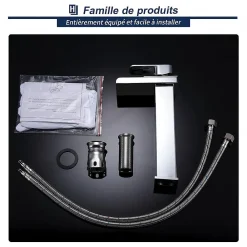 Robinet Lavabo Et Vasque|Homelody Robinet Salle de Bain Cascade Haut Mitigeur pour Vasque Chromé Robinet Design Moderne Corps en Acier Inox