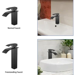Robinet Lavabo Et Vasque|Auralum Max Robinet Salle de Bain Cascade Moderne, Mitigeur de Lavabo - Sortie Douce Sans Éclaboussures