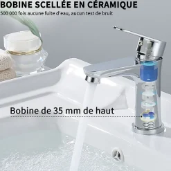 Robinet Lavabo Et Vasque|Homelody Robinet Salle de Bain Chromé Mitigeur de Lavabo à Deux Voies pour Salle de Bain Robinet Lavabo en Acier Inox