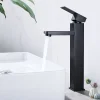 Homelody Robinet Salle de Bain Haut Mitigeur Salle Bain pour Vasque Robinet de Lavabo avec Poignée Carré Design Moderne Noir