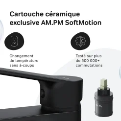 Robinet Lavabo Et Vasque|Am.Pm Europe Robinet Salle de Bain Mitigeur lavabo avec bonde clic clac, Noir, taille S, FTA82122 AM.PM