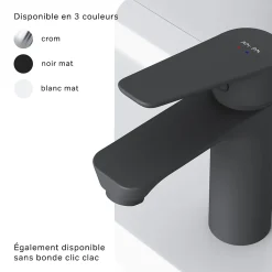 Robinet Lavabo Et Vasque|Am.Pm Europe Robinet Salle de Bain Mitigeur lavabo avec bonde clic clac, Noir, taille S, FTA82122 AM.PM