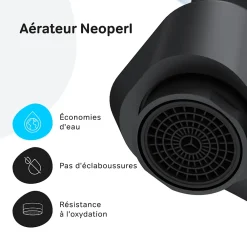 Robinet Lavabo Et Vasque|Am.Pm Europe Robinet Salle de Bain Mitigeur lavabo avec bonde clic clac, Noir, taille S, FTA82122 AM.PM