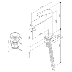 Robinet Lavabo Et Vasque|Am.Pm Europe Robinet Salle de Bain Mitigeur lavabo avec bonde clic clac, Noir, taille S, FTA82122 AM.PM