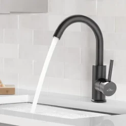 Robinet Lavabo Et Vasque|Auralum Max Robinet Salle de Bain Mitigeur lavabo, Noir , Robinet lavabo en Laiton , Froide/Chaude