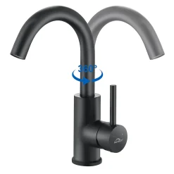 Robinet Lavabo Et Vasque|Auralum Max Robinet Salle de Bain Mitigeur lavabo, Noir , Robinet lavabo en Laiton , Froide/Chaude