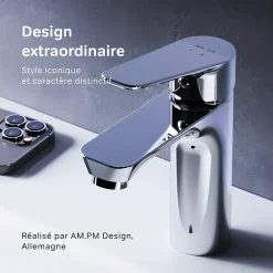 Robinet Lavabo Et Vasque|Am.Pm Europe Robinet Salle de Bain Mitigeur de lavabo avec bonde clic clac, Chromé, taille S, FTA82200 AM.PM