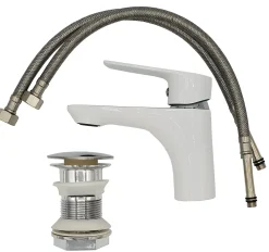 Invena Robinet Salle De Bain Mitigeur Lavabo Blanc Monocommande Dokos
