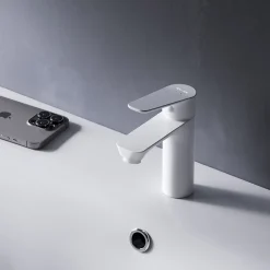 Robinet Lavabo Et Vasque|Am.Pm Europe Robinet Salle de Bain Mitigeur de lavabo avec bonde clic clac, Blanc, taille S, FTA82133 AM.PM