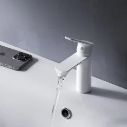 Robinet Lavabo Et Vasque|Am.Pm Europe Robinet Salle de Bain Mitigeur de lavabo avec bonde clic clac, Blanc, taille S, FTA82133 AM.PM