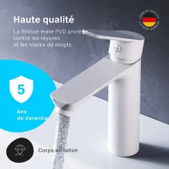 Robinet Lavabo Et Vasque|Am.Pm Europe Robinet Salle de Bain Mitigeur de lavabo avec bonde clic clac, Blanc, taille S, FTA82133 AM.PM