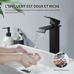 Robinet Lavabo Et Vasque|Homelody Robinet Salle de Bain Noir Cascade Grand Mitigeur Lavabo en Laiton Robinetterie Lave-mains pour Vaque Salle de Bain Design Moderne