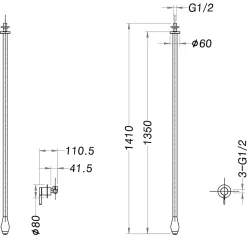 Robinet Lave-Mains|Bernstein Robinetterie pour installation au plafond DROP 135 - longueur 135cm - finition Chrome