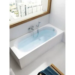 Roca Baignoire rectangulaire Neo Genova avec dossier, accoudoirs, poignées sculptées - Blanc 180x80cm