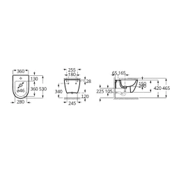 Bidet|Roca by SIKO Bidet suspendu 42x36 cm céramique, vidage arrière, blanc (A357685000)