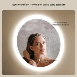 Miroir Lumineux|Artforma Rond Miroir Salle de Bain 80cm, Miroir led avec Tactile, Systeme Couleur DUAL LED et Fonction Anti-buée