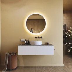 Miroir Lumineux|Artforma Rond Miroir Salle de Bain 80cm, Miroir led avec Tactile, Systeme Couleur DUAL LED et Fonction Anti-buée