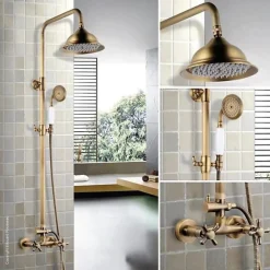 Colonne De Douche Thermostatique|Rousseau Colonne de douche avec robinet mélangeur Retro - Vieux-bronze