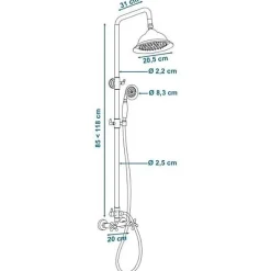 Colonne De Douche Thermostatique|Rousseau Colonne de douche avec robinet mélangeur Retro - Vieux-bronze