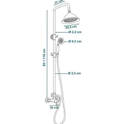 Rousseau Colonne de douche avec robinet mitigeur mécanique Retro - Chromé