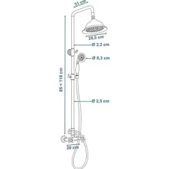 Rousseau Colonne de douche avec robinet mélangeur Retro - Chrome