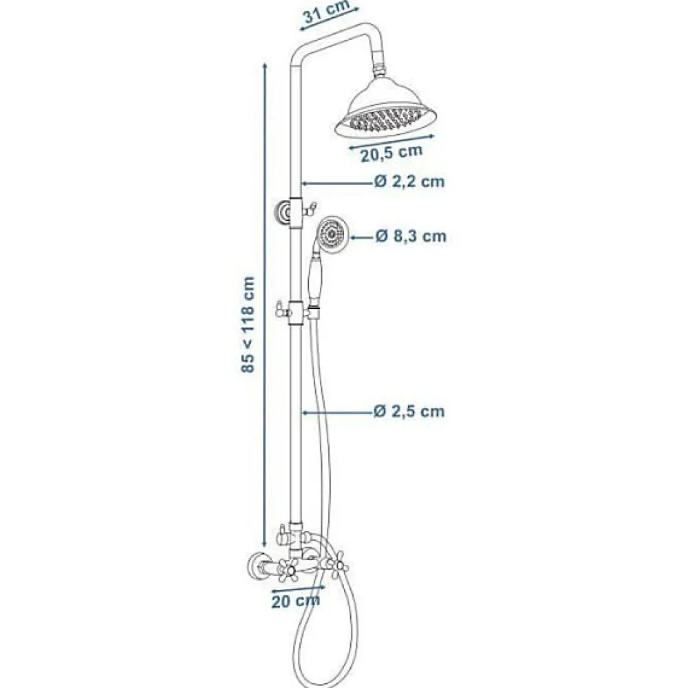 Rousseau Colonne de douche avec robinet mélangeur Retro - Chrome