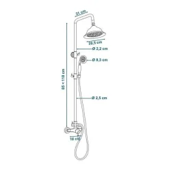 Rousseau Colonne de douche avec robinet mitigeur mecanique Retro - Chrome