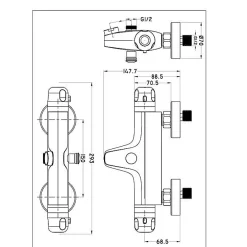 Rousseau Robinet mitigeur thermostatique baignoire et douche Volga 2