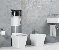 Laneri Réservoir caché compléte pour cuvette au sol avec plaque de commande en acier inoxydable double bouton