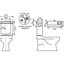 Regiplast Réservoir WC - BI FLO - - Double débit - Bas