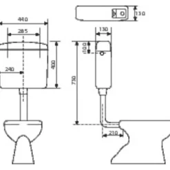 Chasse D'Eau|Regiplast Réservoir WC - REGI FLO - - Double débit - Semi-bas
