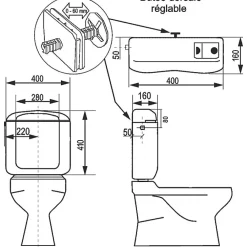 Chasse D'Eau|Regiplast Réservoir WC - REGILUX - - Simple débit - Bas