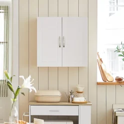 Armoire De Salle De Bains|Meuble De Salle De Bains Faible Profondeur|Sobuy Salle de Bain Suspendue Placard Commode Murale, 2 Portes, FRG231-W,