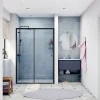 Porte De Douche|Swiss Aqua Technologies SAT PROJECT Porte de douche 140x185cm coulissante avec profilé noir mat (SATPROMUD140CT)