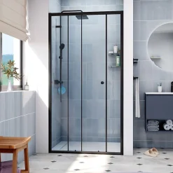 Porte De Douche|Swiss Aqua Technologies SAT PROJECT Porte de douche 110x185cm coulissante avec profilé noir mat (SATPROMUD110CT)
