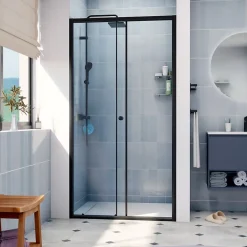 Porte De Douche|Swiss Aqua Technologies SAT PROJECT Porte de douche 110x185cm coulissante avec profilé noir mat (SATPROMUD110CT)