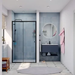 Swiss Aqua Technologies SAT PROJECT Porte de douche 120x185cm coulissante avec profilé noir mat (SATPROMUD120CT)
