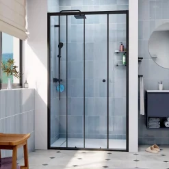 Swiss Aqua Technologies SAT PROJECT Porte de douche 120x185cm coulissante avec profilé noir mat (SATPROMUD120CT)