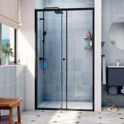 Swiss Aqua Technologies SAT PROJECT Porte de douche 120x185cm coulissante avec profilé noir mat (SATPROMUD120CT)