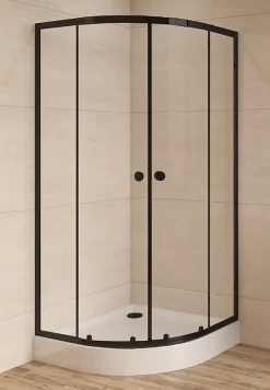 Swiss Aqua Technologies SAT PROJECT Douche quart de cercle 80x80cm coulissante avec profilé noir mat (SATPROMUS80CT)