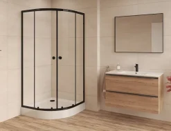 Swiss Aqua Technologies SAT PROJECT Douche quart de cercle 80x80cm coulissante avec profilé noir mat (SATPROMUS80CT)