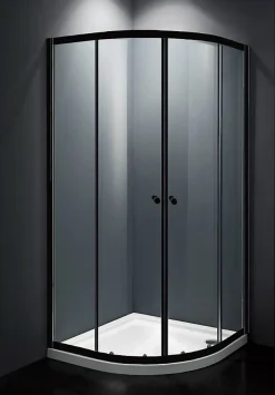 Swiss Aqua Technologies SAT PROJECT Douche quart de cercle 80x80cm coulissante avec profilé noir mat (SATPROMUS80CT)