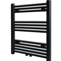 Vidaxl Sèche serviettes eau chaude à rails droits noir 600x764 mm