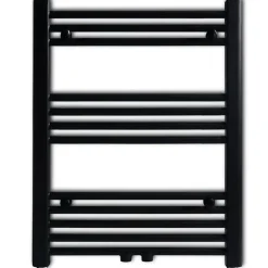 Vidaxl Sèche serviettes eau chaude à rails droits noir 600x764 mm