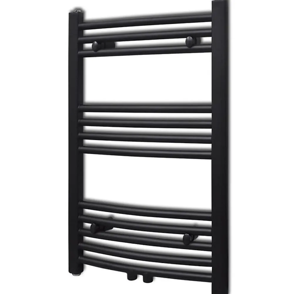 Sèche-Serviettes Eau Chaude|Vidaxl Sèche serviettes eau chaude à rails incurvés noir 500 x 764 mm