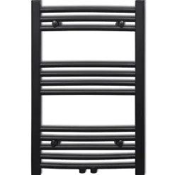 Sèche-Serviettes Eau Chaude|Vidaxl Sèche serviettes eau chaude à rails incurvés noir 500 x 764 mm